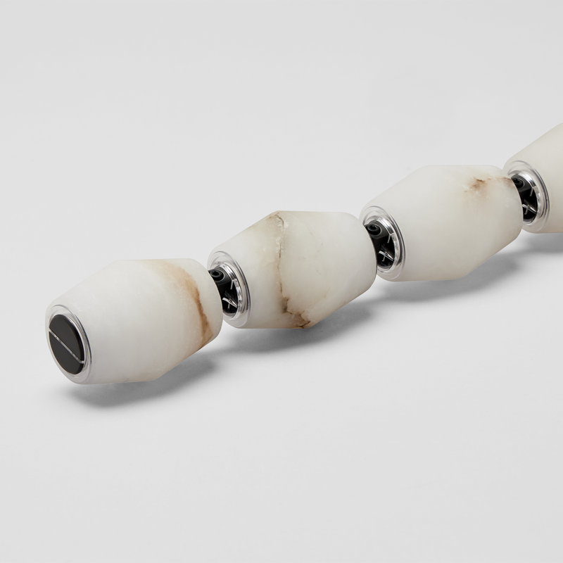 Sean Lavin Collier 240 Chandelier in Bronze with Alabaster shade, 146.9" H x 2" W x 2" D, Hand Rubbed Antique Brass, 3000K