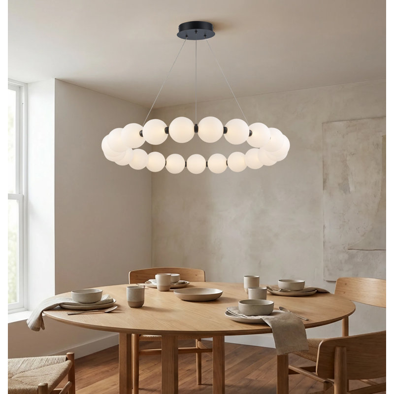 Minza 21-Light Chandelier, Noir, noir, noir, noir, H 103 po x l 33 po x P 33 po