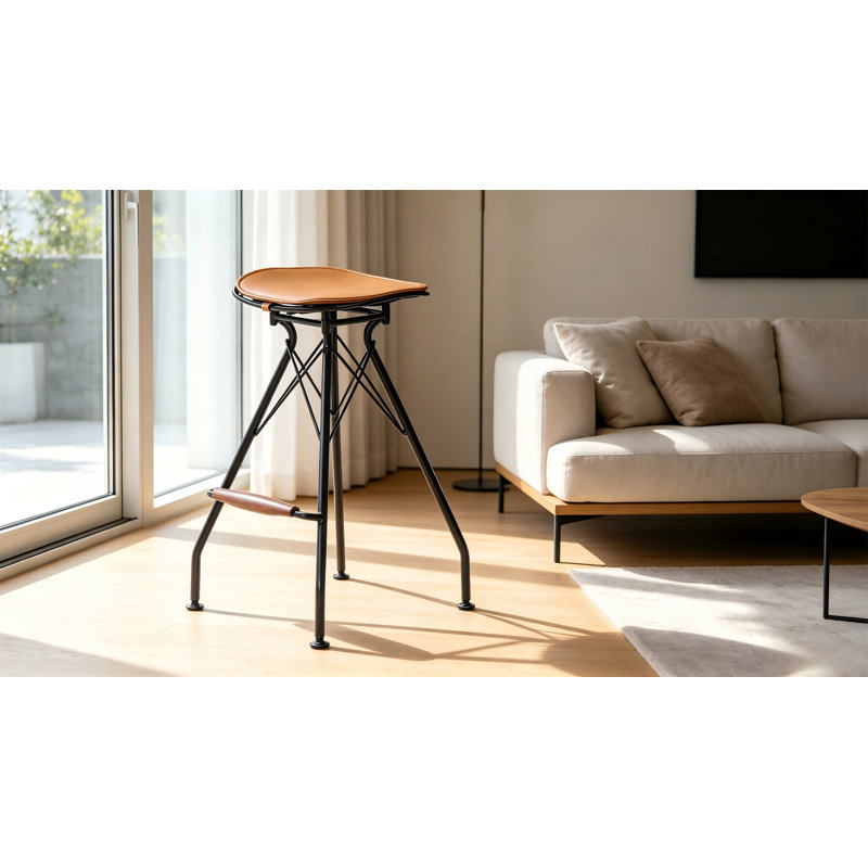 Tabourets de bar de hauteur industrielle avec repose-pieds en bois
