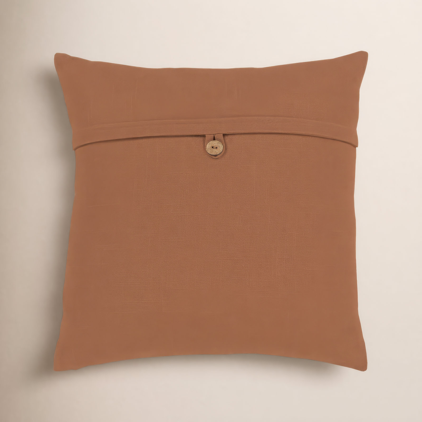 Leigh Buttons Cotton Throw Pillow, 20" x 20", Brown, Down