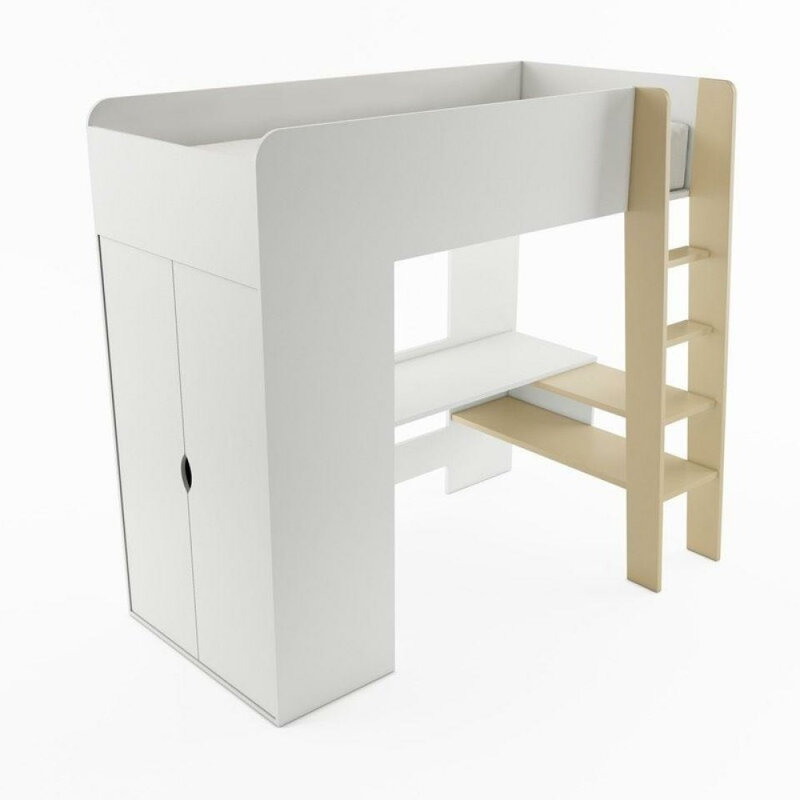 European Single (90 x 200cm) Mid Sleeper Loft Bed Bed with Built-in-Desk