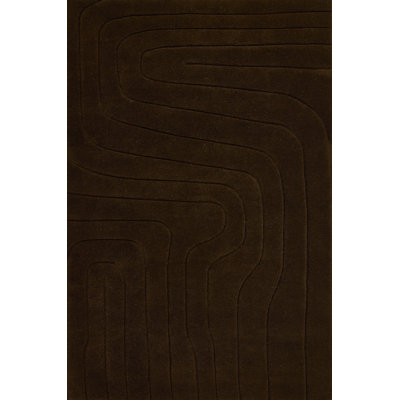 Aelin Wavy Hand Tufted Wool Brown Area Rug