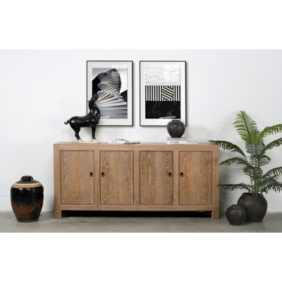 Capri 86.6" Wide Pine Solid Wood Sideboard by Lily