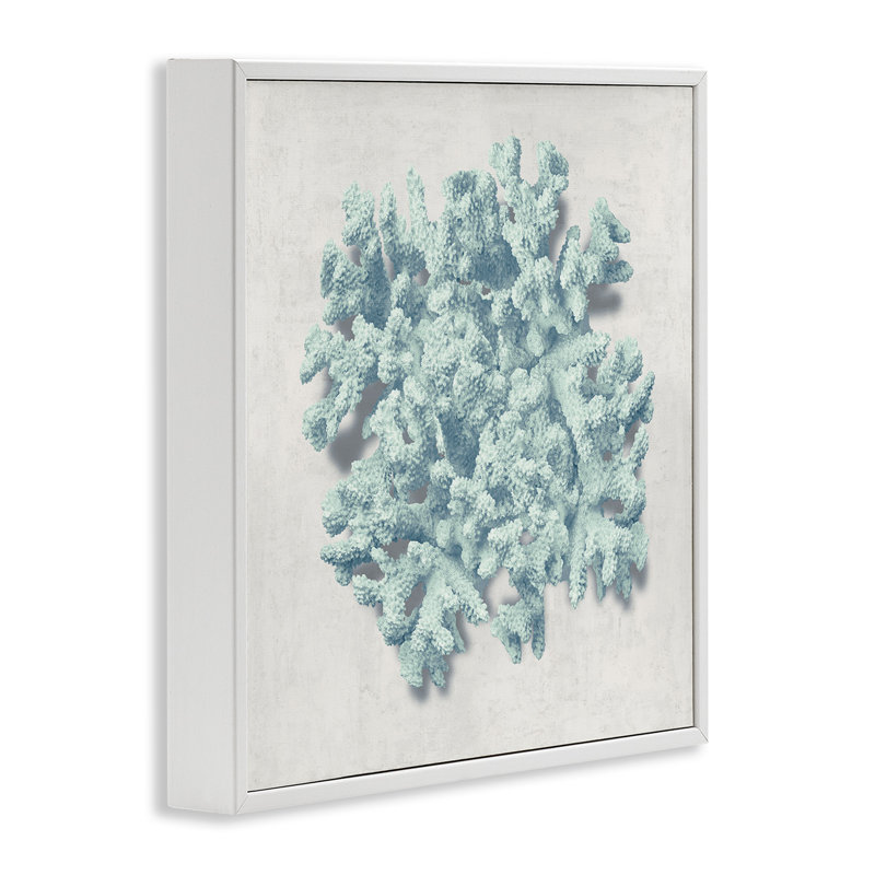 «Coral Blue Sea Beach Design» par Caroline Kelly - impression d'art graphique, Giclée encadrée blanc bord de mer
