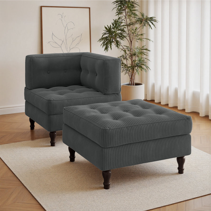 Upholstered Chaise Lounge, Grey