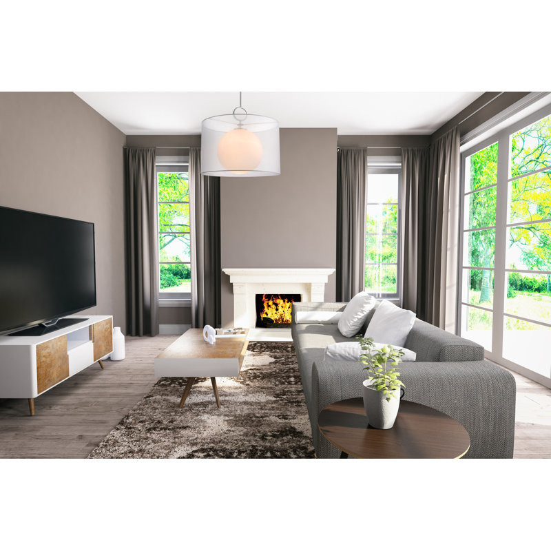Luminaire suspendu cylindrique à 1 lumière Cayenne, H 22,75 po x l 24 po x P 24 po, Transparent