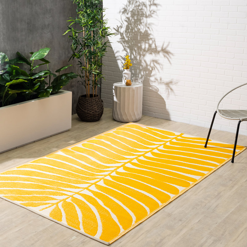 Tapis d'extérieur floral tropical Tropical - imperméable, infroissable, résistant à la décoloration, réversible - plastique recyclé - patio terrasse
