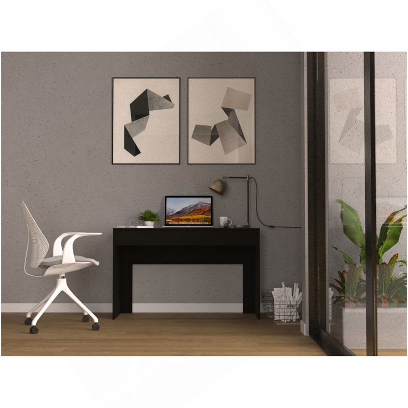 Bureau d'ordinateur avec deux tiroirs d'écriture, noir, Noir