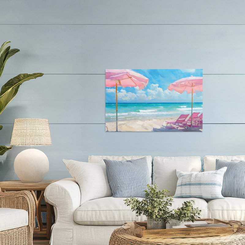 Paradise Beach Umbrellas Canvas, design by LSR Design Studio, 30" H x 45" W