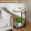 Table d'appoint pliante en forme de C, table de bout à 2 niveaux avec cadre en métal pour le salon, la chambre à coucher ou les petits espaces, pliable et peu encombrant