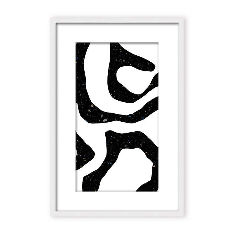 Abstract Black Gems by  - Picture Frame Painting on Paper, 48" H x 32" W x 1.125" D, Black, Framed Print