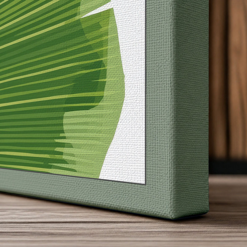 Tropical Leaf Study Botanical - Wrapped Canvas, 36x24 - 91.4 x 61.0 cm, Sage Border