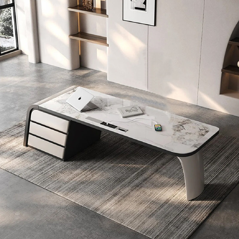 Bureau de luxe Luxury, H 29,92 po x l 62,99 po x P 27,56 po, Noir / blanc
