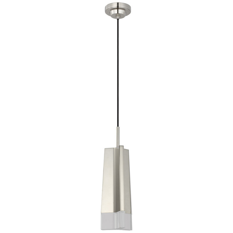 Thomas O'Brien Matcha Single Light Pendant in Bronze with Clear Glass, Polished Nickel