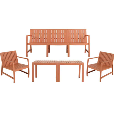 Abricot brun intérieur / extérieur 5 meubles - 3, 2 chaises, tables basses, cadre rouille, PP imperméable, installation rapide et facile, conception d'appartement Smart Space