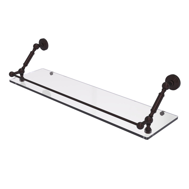 Tablette flottante avec barre de galerie hertzler, Bronze antique, H 7,3 po x l 30 po x P 8,6 po