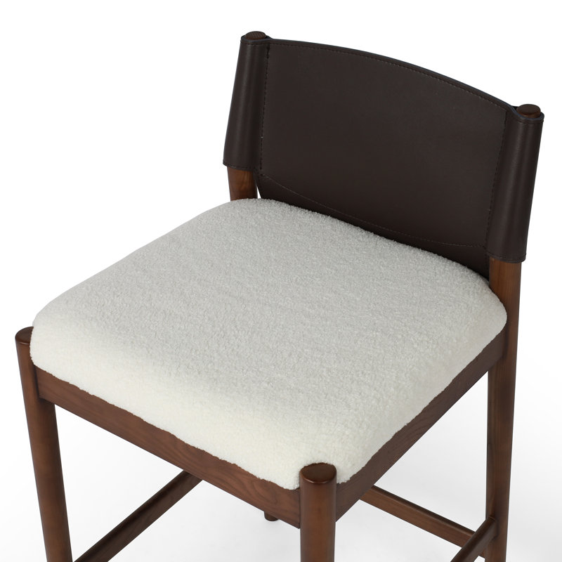 Lulu Upholstered Stool with Solid Wood Frame, Counter Stool (26” Seat Height), Umber