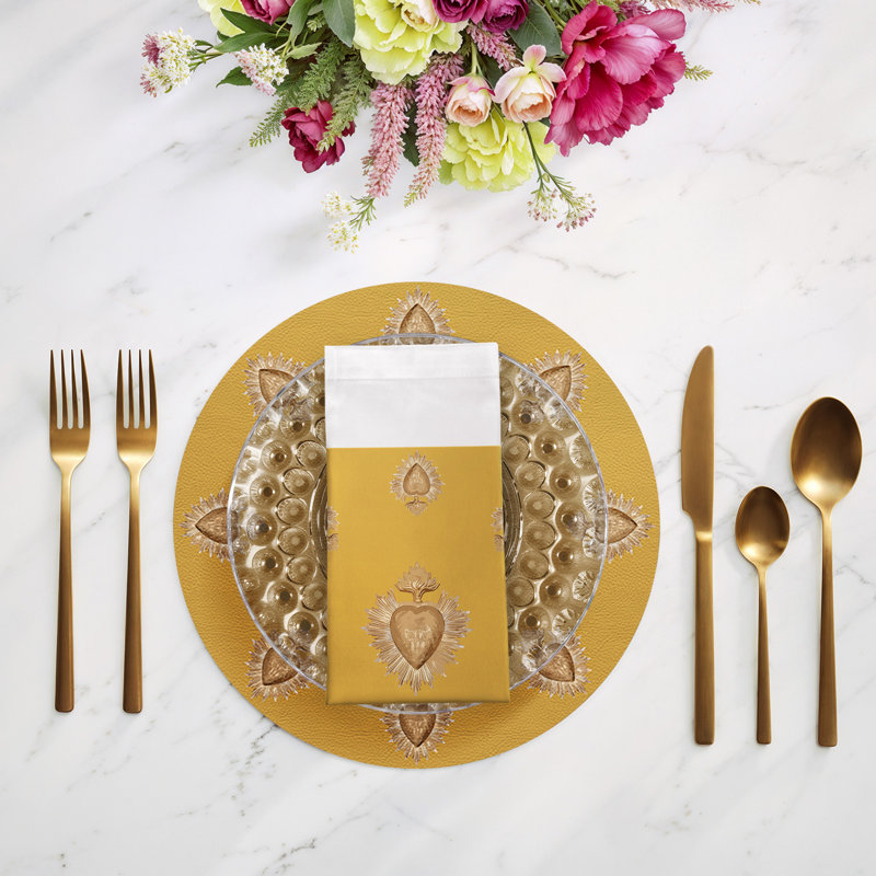 Ex Vote Cotton Sateen Dinner Napkins, Gold
