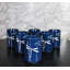 Service de 6 tasses à thé japonaises Yunomi « Libellule bleue », en céramique à glaçure réactive, 30 cl.