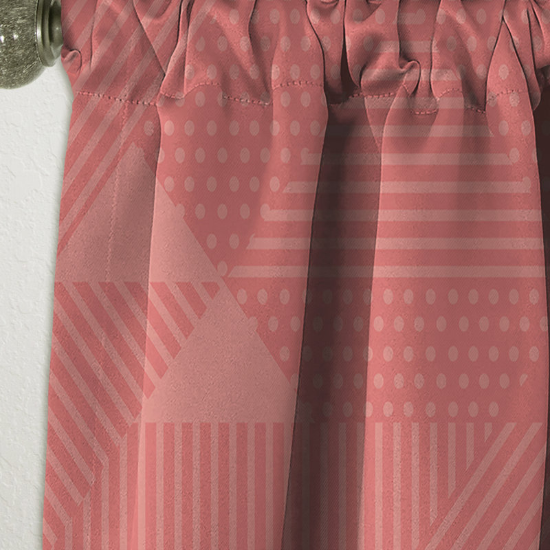 Panneau de rideau géométrique, motif occultant de motif corail rétro - Motif de corail rétro triangulaire, L 52 po x L 108 po