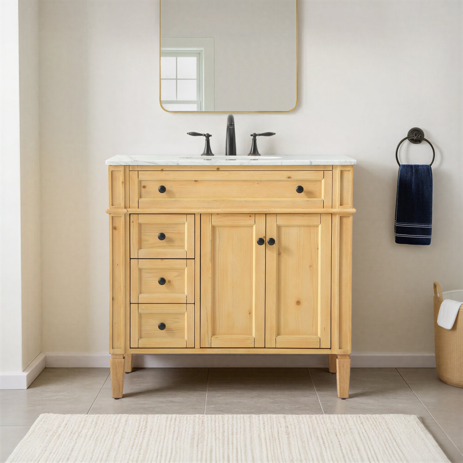 Rivers 36'' Single Bathroom Vanity, Natural Wood