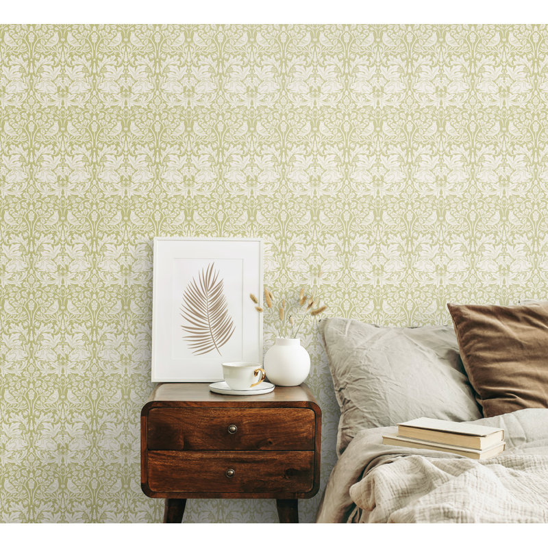 Padstow 10m x 50cm Matte Wallpaper Roll, Pale Green