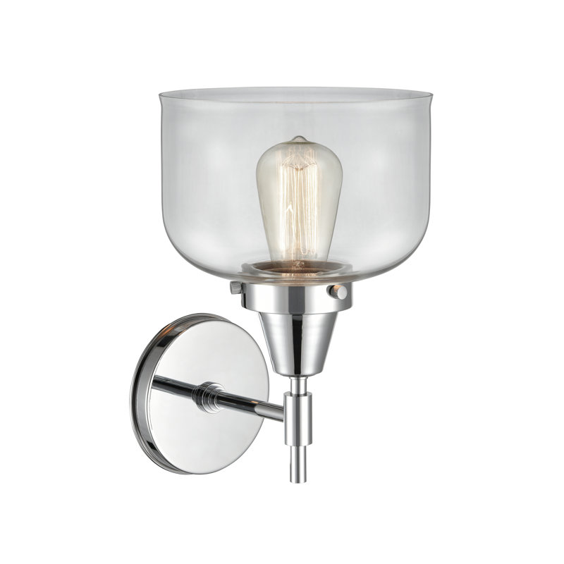 Gayle Chrome Armed Sconce, 60 Vintage Incandescent Bulb, Polished Chrome, Clear
