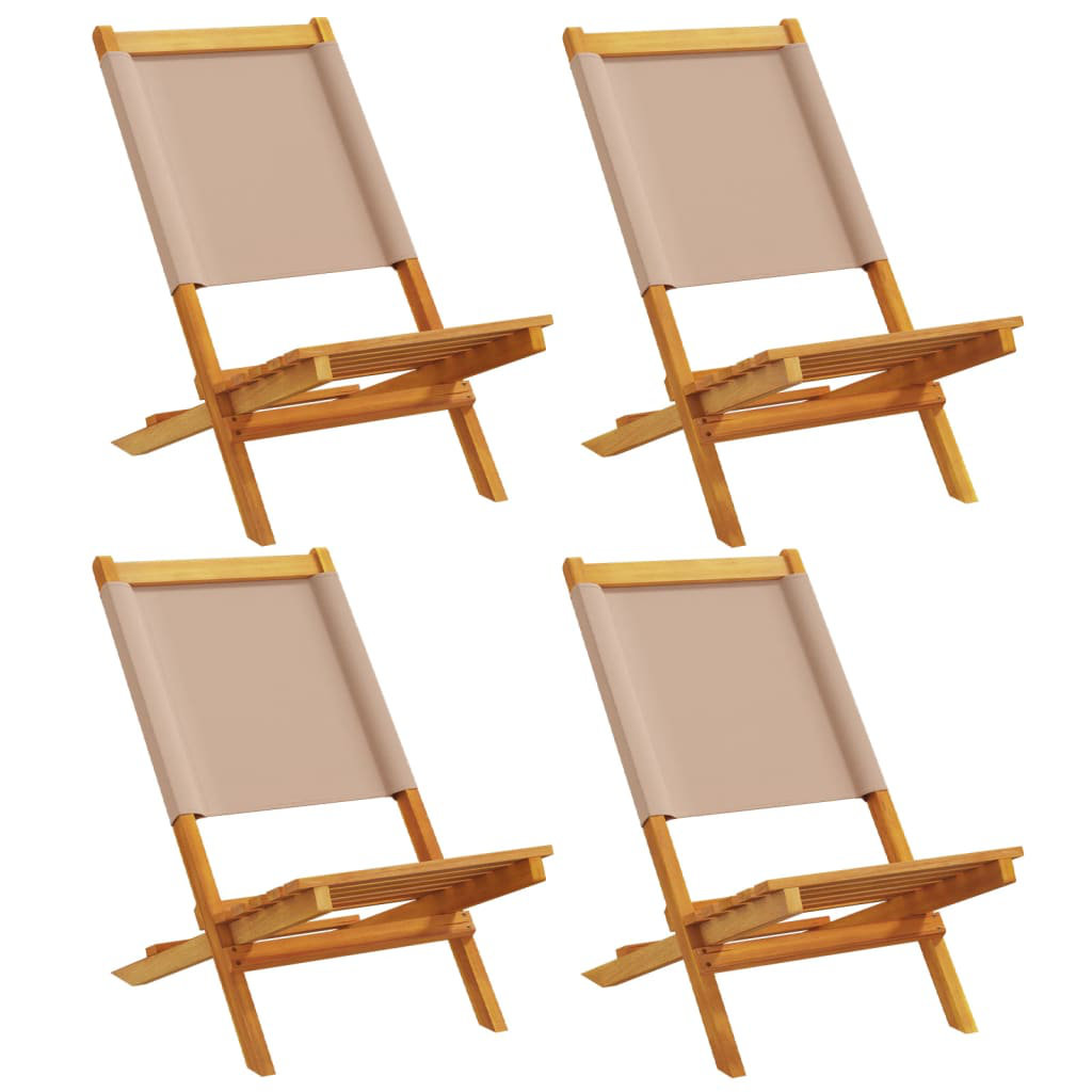 Vidaxl Folding Garden Chairs in Beige Fabric and Solid Wood