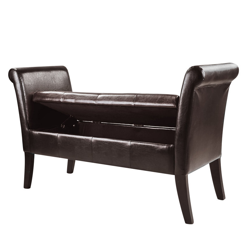 Aadvika Faux Leather Upholstered Storage Bench, Brown