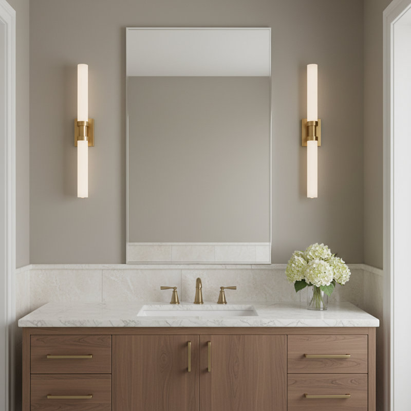 Kelan Dimmable LED Vanity Light, Satin Brass, 26.75"H x 4.75"W x 4.5"D, 20W