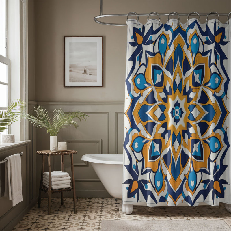 Rideau de douche standard 1 pièce Arab Tile Prints, H 74 po x l 35 po