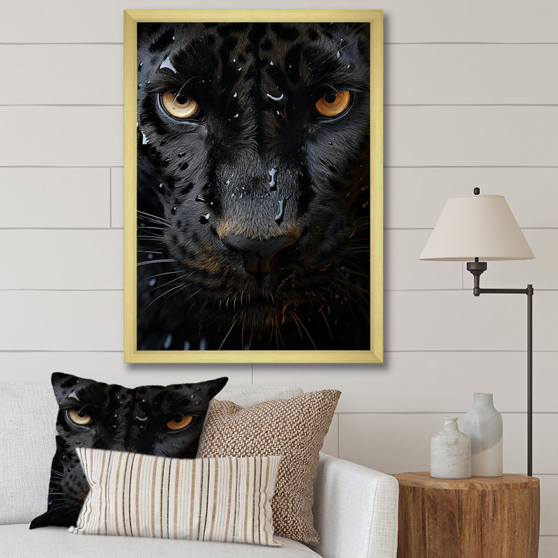 «Black Black Panther», reproduction abstraite sur toile, H 20 po x l 12 po x P 1 po, Encadrement doré