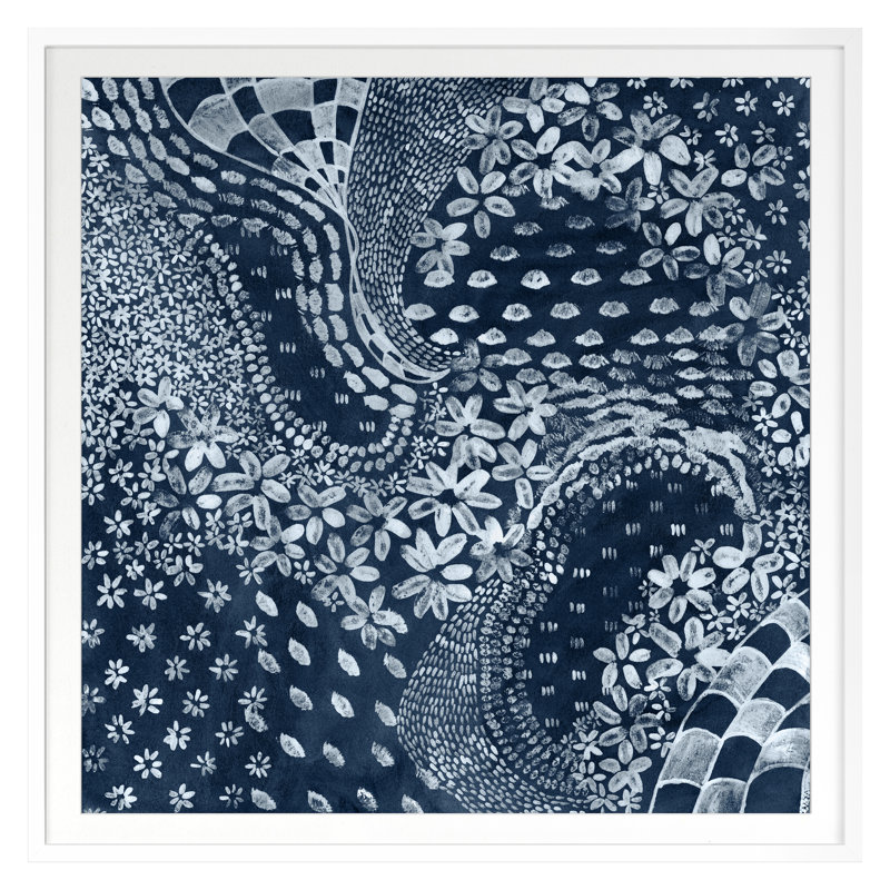 Indigo Batik Swirl Print by Stramel, Renee, 20" H x 20" W, White