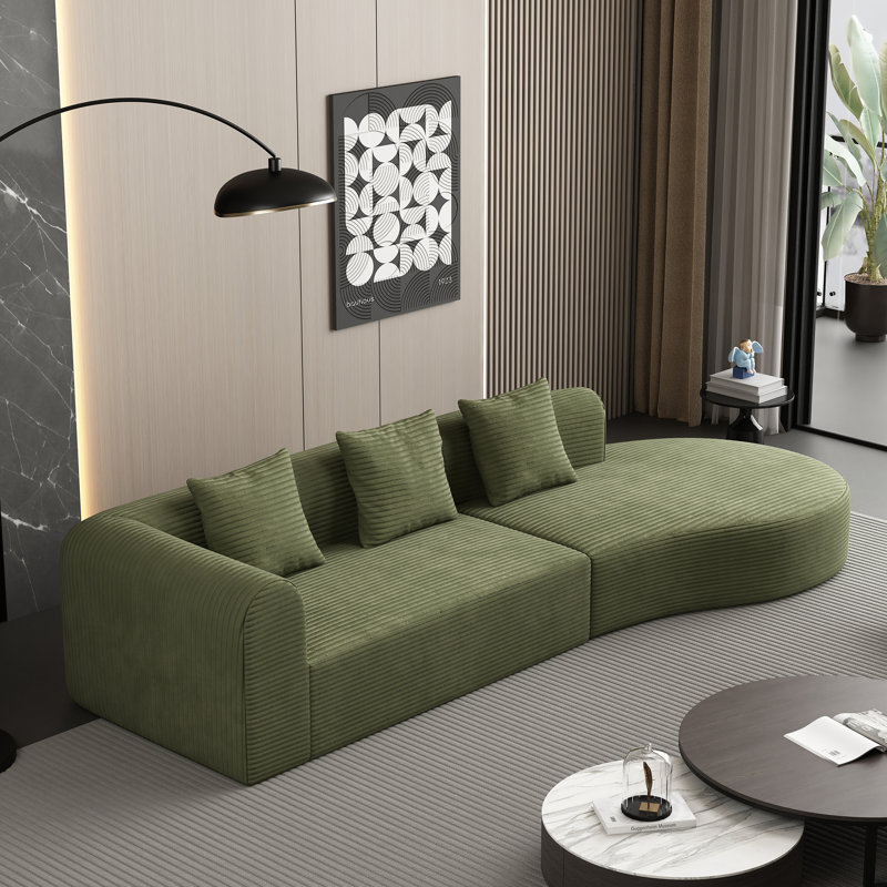 Très grand canapé modulaire profond Lochlan de 123 pouces, Velours vert
