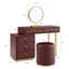 Ensemble de coiffeuse et tabouret de coiffeuse chic en similicuir huilé avec miroir