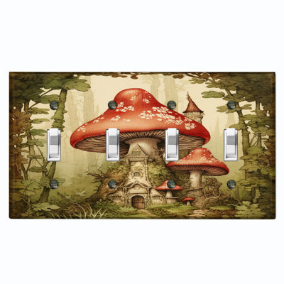 Nature Themed 4 - Gang Toggle Light Switch Standard Wall Plate