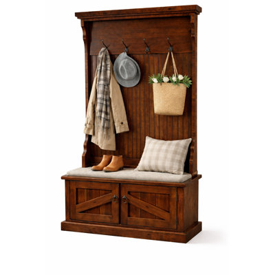 Arbre d'entrée en bois massif Kinley avec banc et rangement pour chaussures