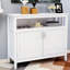 Buffet de cuisine - blanc. Qualité E1 pour la durabilité. Surface peinte pour éviter les rayures. Grand rangement avec des tablettes réglables. Trousse d'assemblage facile incluse. Porte magnétique