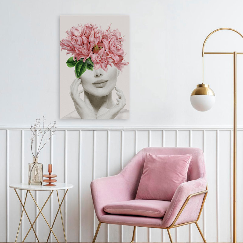 «Flower Smile» - Illustration florale et botanique surréalisme, H 24 po x l 16 po