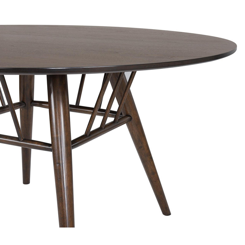 Round 53-inch Wood Dining Table Dark Walnut