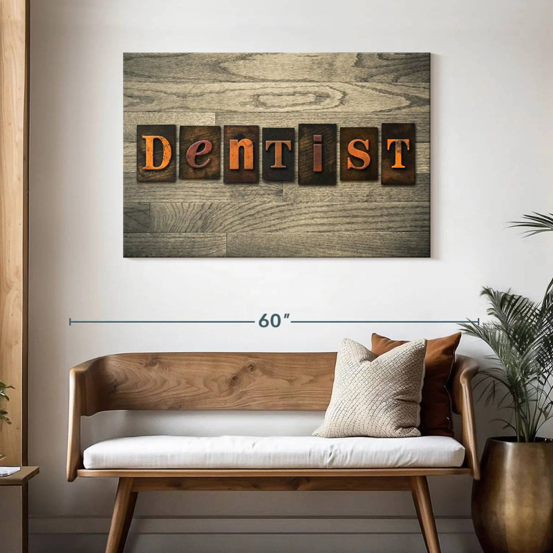 Alcaraz, dentiste, typographie, H 30 po x l 45 po