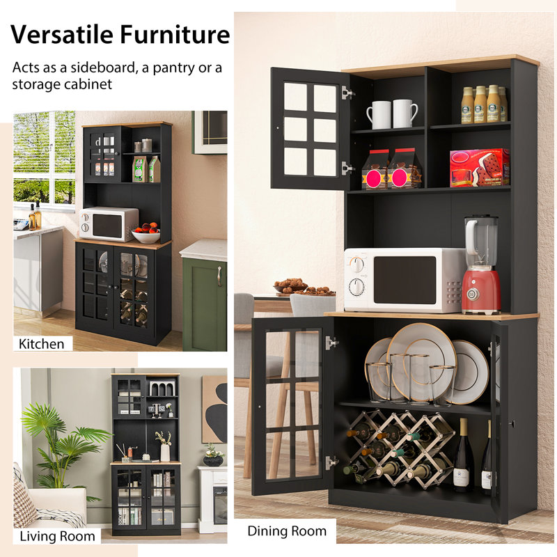 Maella 183cm Kitchen Pantry, Black