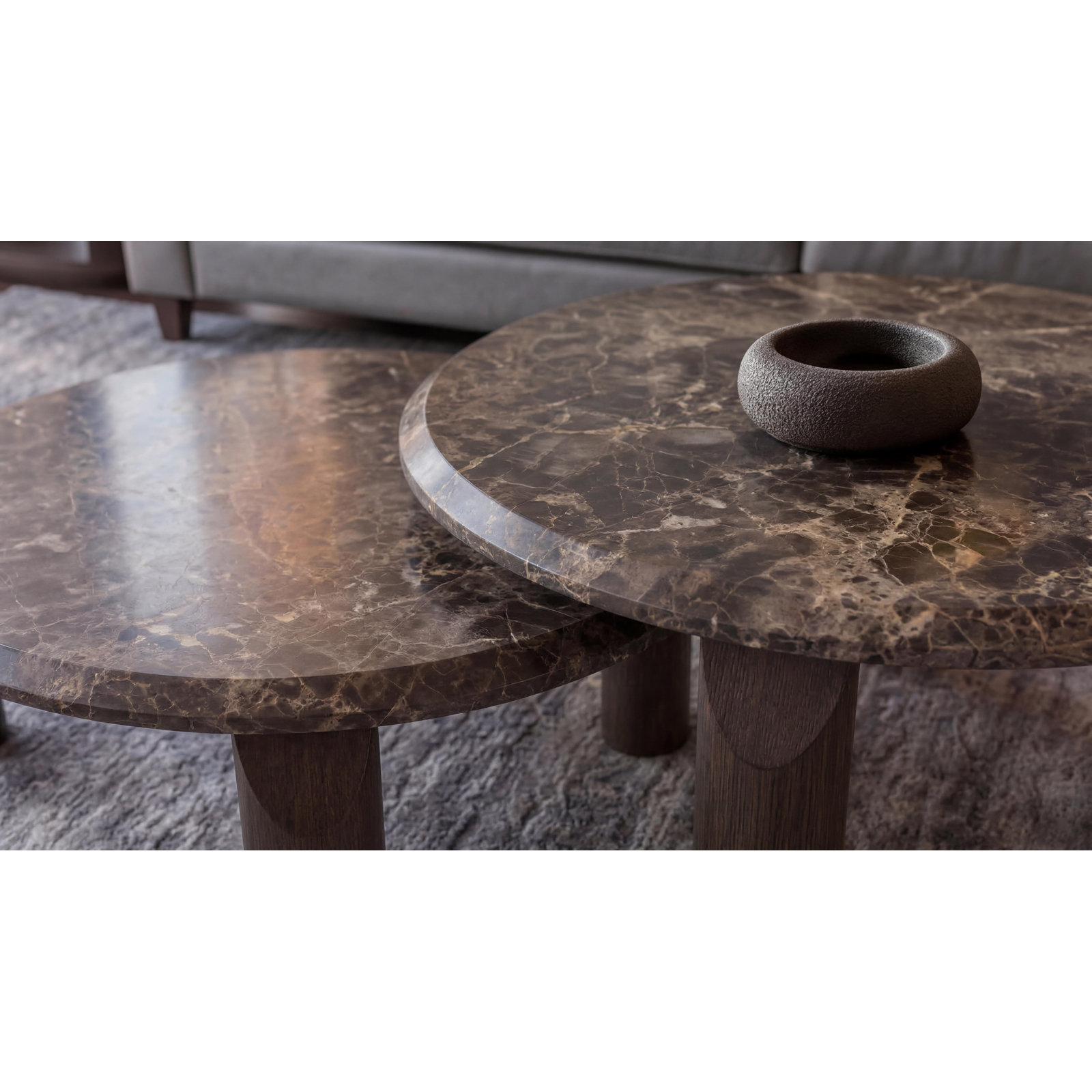 Vienna Marble Cocktail Table, Brown, Dark Emperador, 16"H x 40.25"L x 40.25"W