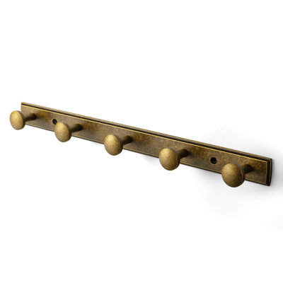  Zinc Alloy Wall Coat Hook Rack, Single Pack Coat Racks and Hooks in Antique Brass & Champagne Bronze, 3 Knob & 5 Knob Multi-Hook Rail for Entryway Bathroom Closet
