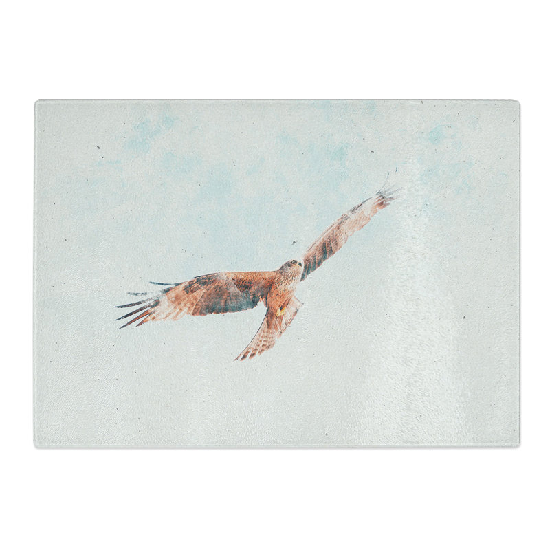 Tempered Glass Black Kite Bird Chopping Board, 28.5 cm x 39 cm