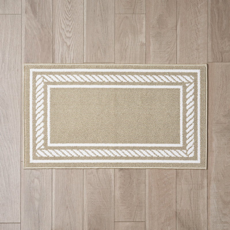 Nautica Rope Border Machine Washable All Loop Tufted Rugs 1-Piece, Rectangle 2'2" x 3'9" 