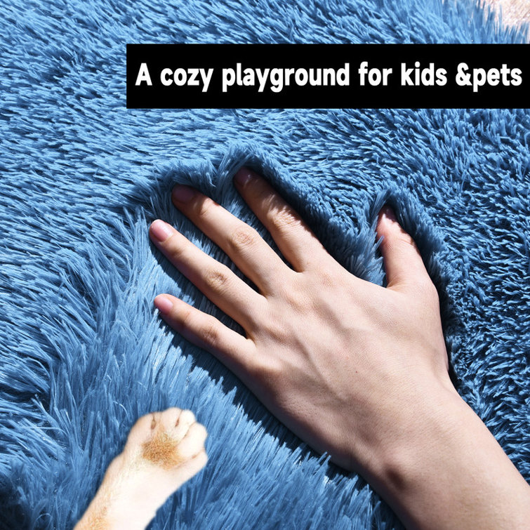 8×10ft Solid Color Rug Fluffy Shag Area Rug Indoor Carpet for Living Room Bedroom Bedside Nursery Kids' room