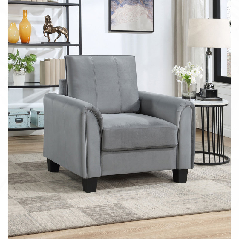 Fauteuil d'appoint à accoudoirs roulés gris