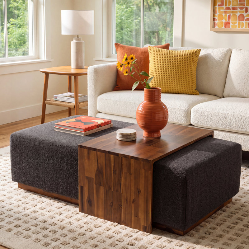 Dakota Solid Wood Top Coffee Table, Gray