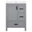 Meuble-lavabo moderne de 24 pouces avec lavabo en céramique, porte à fermeture douce, tablette de porte à double couche et 3 tiroirs